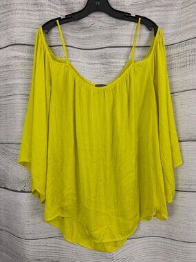 Vince Camuto Yellow Off The Shoulder Bell Sleeve Blouse Top Size XL
